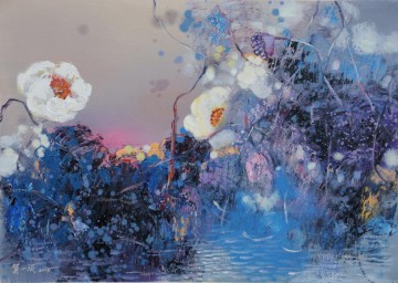  pool Oil Painting - lotus pool 2 modern flowers